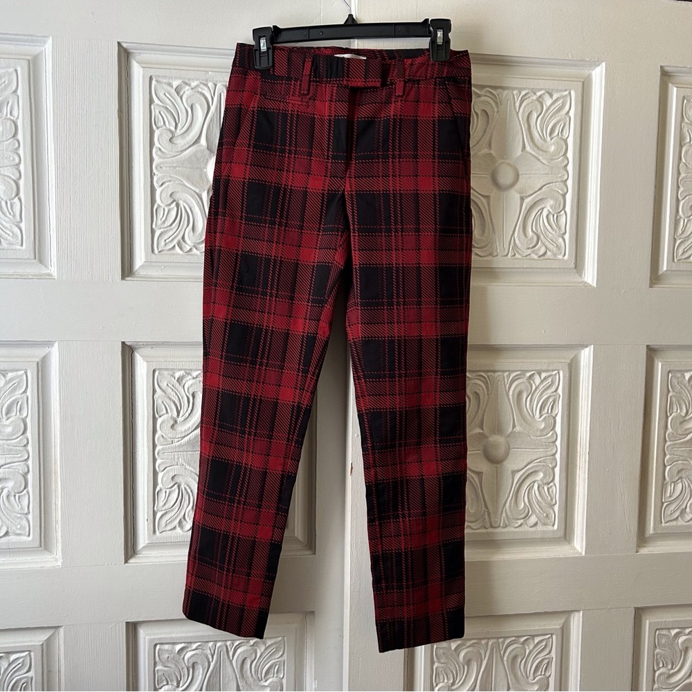 Dondup Made in Italy Black & Red Plaid Skinny Pants Size 28